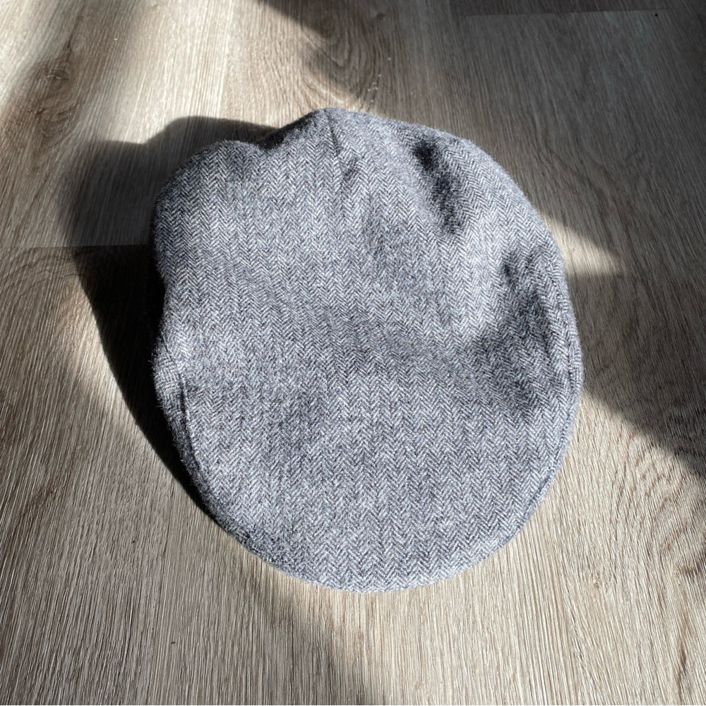 Gray Herringbone Flat Cap - image 3